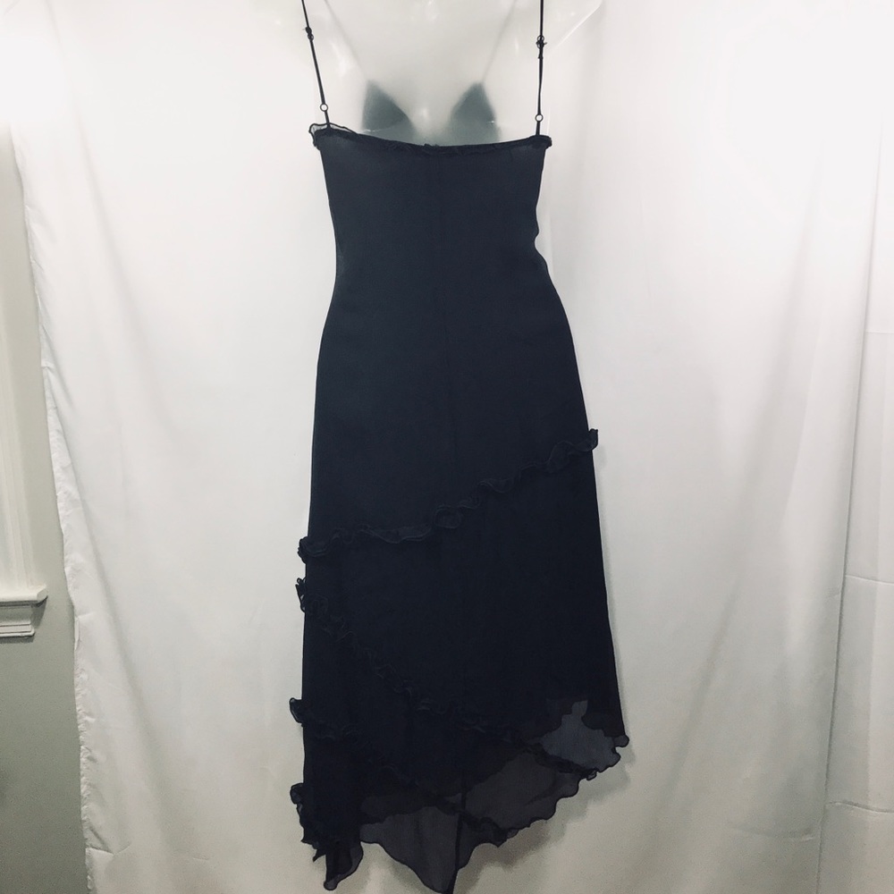 Betsey Johnson Black Asymmetrical Silk Tier Dress - Picture 5 of 10